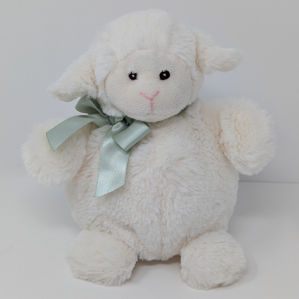 Bearington Baby Lamb Lambykin Sheep Plush Green Bow